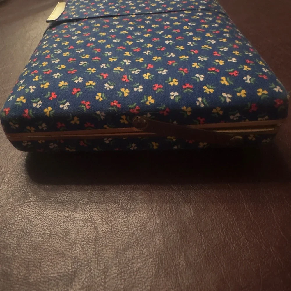 Vintage 1960s 70s Travel Jewelry Case Box Floral Fabric Mirror Organizer Vanity